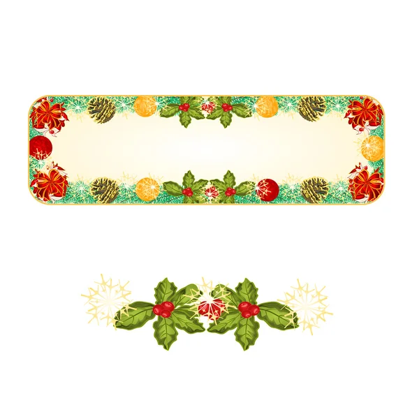 Banner Kerstmis met rode linten vector — Stockvector