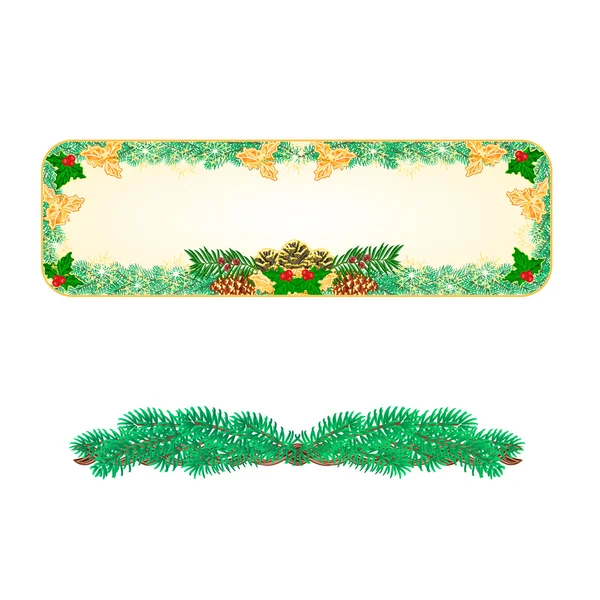 Banner Christmas with pinecones  holly and yew vector — Stockový vektor