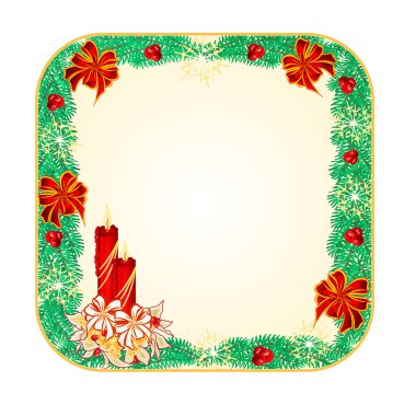 Düğme kare Noel şamdan vektör ile