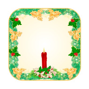 Afiş kare Noel kırmızı mum ve Atatürk çiçeği vektör ile