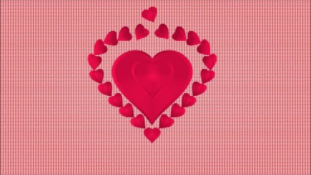 ビデオのバレンタイン ハート ピンク ストライプの背景 — ストック動画