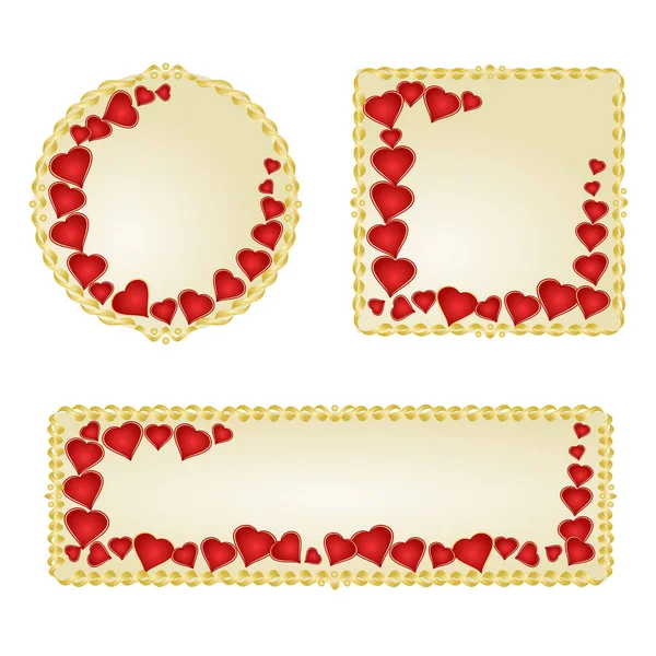Banery i przyciski Valentine wektor serca dzień czerwony — Wektor stockowy