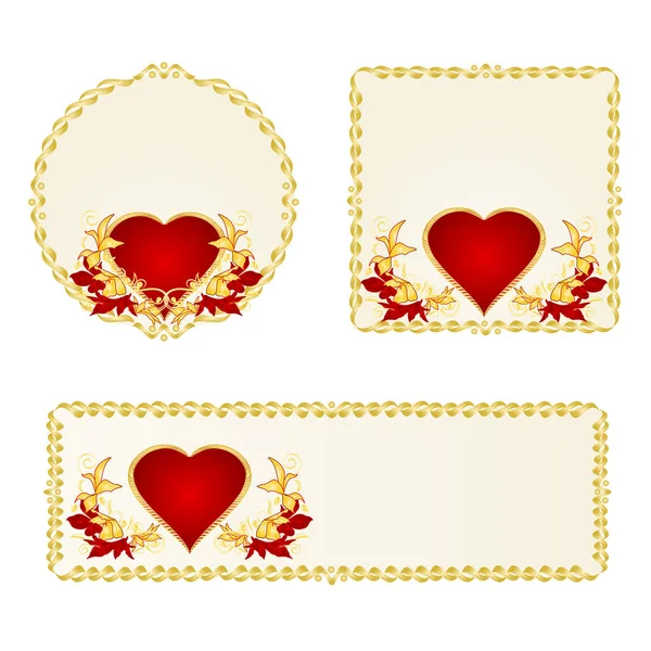 Banner en knoppen Valentines day hart met ornamenten vector — Stockvector