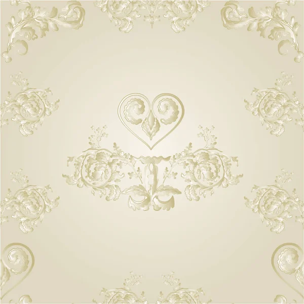 Textura sin costuras festivo fondo corazón y ornamentos vintage vector — Vector de stock