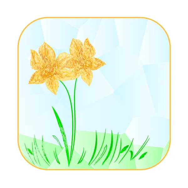 Button squared Easter daffodil polygons vector — Stock Vector