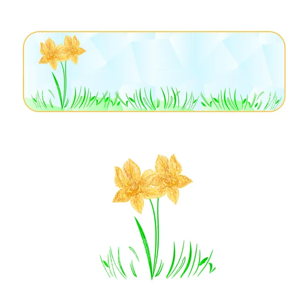 Banner vector de polígonos narcisos de Pascua — Vector de stock