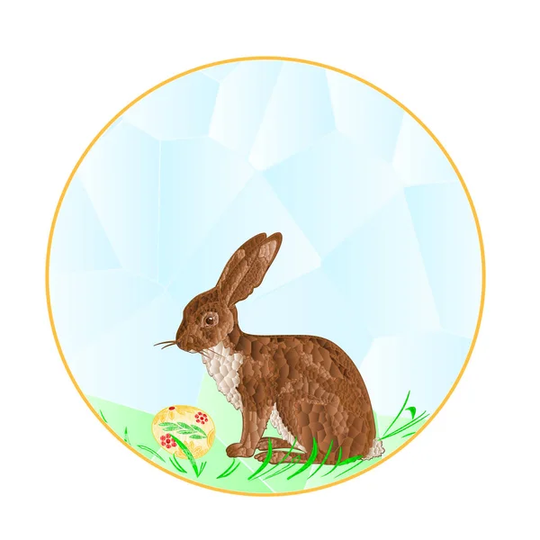 Button the circular  Easter Bunny and Easter egg polygons vector — Stock Vector