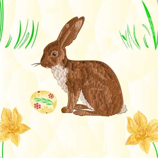 Textura sem costura Easter Bunny e Easter eggs and Daffodil mosaic vector —  Vetores de Stock