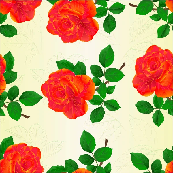 Textura sin costura flor naranja rosa y hojas vintage vector ilustración editable — Archivo Imágenes Vectoriales