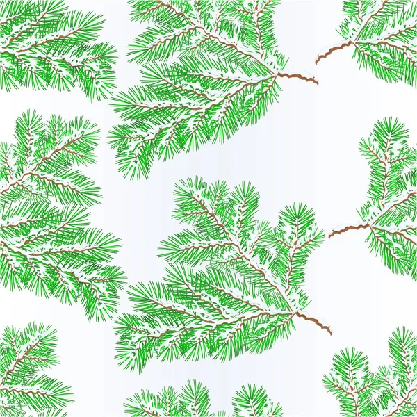 シームレスなテクスチャ スプルース支店緑豊かな針葉樹冬雪の自然な背景ベクトル図編集 — ストックベクタ