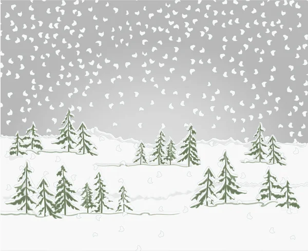 Winter Landschap Bos Met Snow Christmas Thema Natuurlijke Achtergrond Vintage — Stockvector
