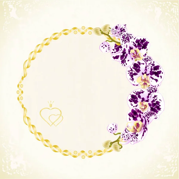 斑点を付けられた白と紫蘭胡蝶蘭花のお祭りの背景ビンテージ ベクトル図編集の手でラベルを描画します — ストックベクタ