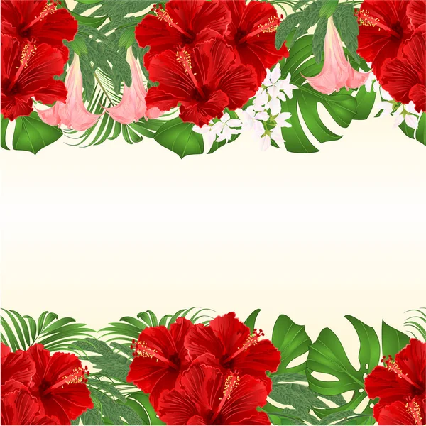 Ramo Fondo Sin Costura Floral Con Arreglo Floral Flores Tropicales — Vector de stock