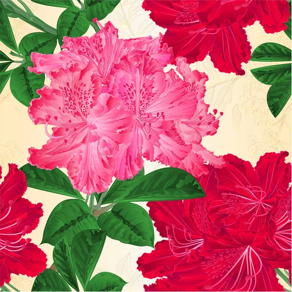 Бесшовные Текстурные Цветы Красный Розовый Рододендроны Веточки Естественного Фона Винтажные — стоковый вектор