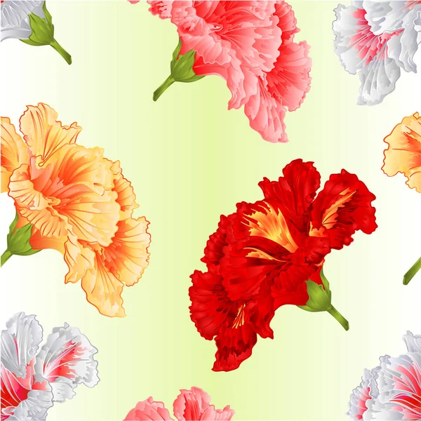 Texture Senza Soluzione Continuità Ibisco Fiori Tropicali Giallo Rosso Rosa — Vettoriale Stock