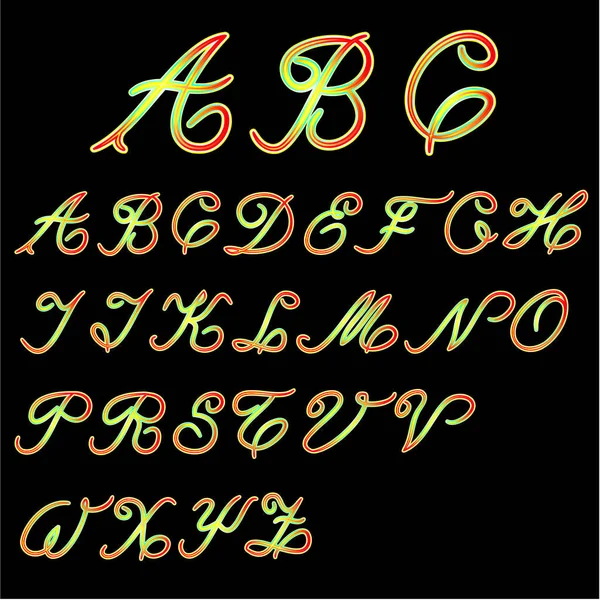 Hand Drawn Alphabet Calligraphy Custom Typography Colorful Designers Logo Poster — Stockový vektor