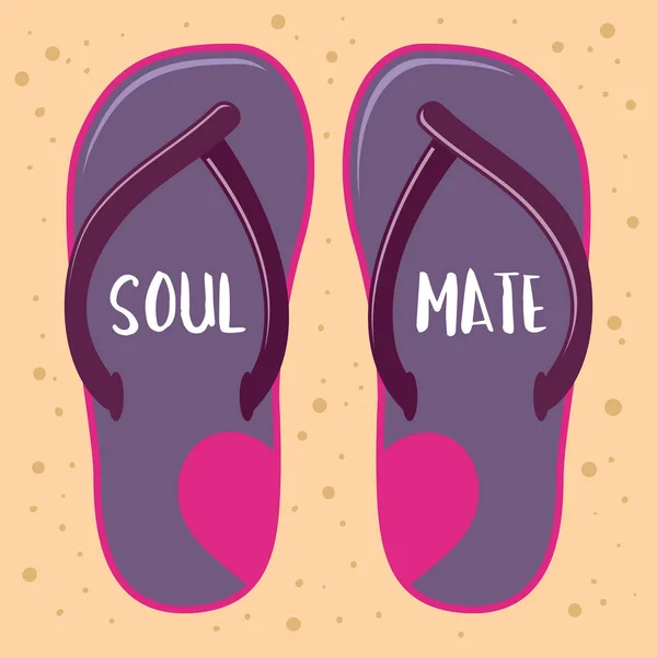 Pair of Sandals With Soul Mate Text — Stock Vector