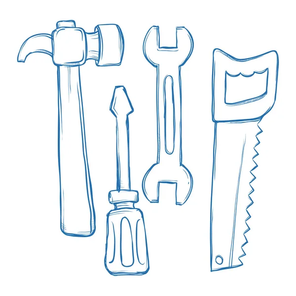 Verschillende Tools schets illustratie — Stockvector