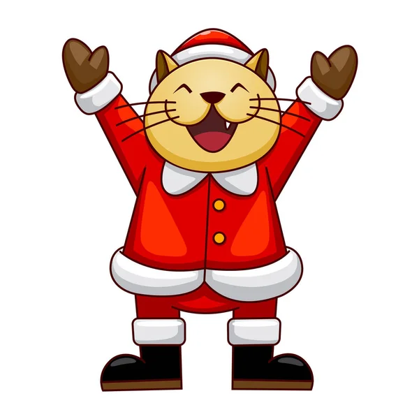 Happy Cat draagt kerstman kostuum — Stockvector