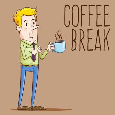 İş adamı elinde bir fincan kahve tutuyor.