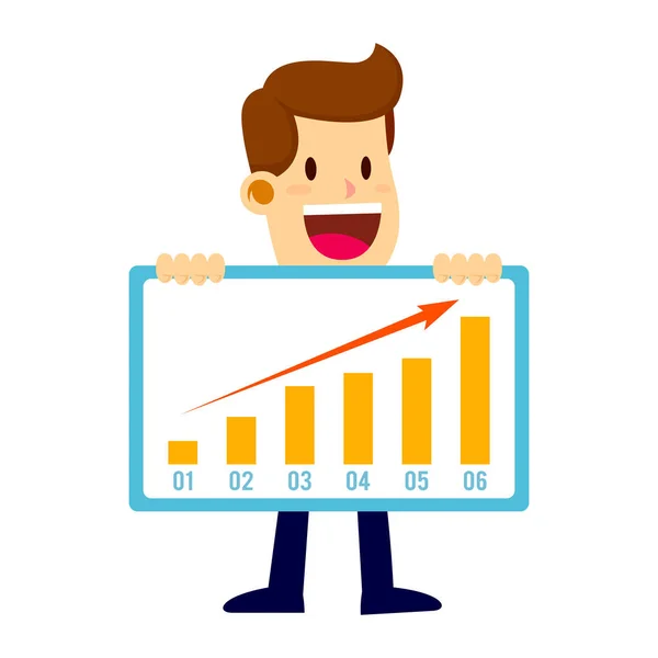 Businessman Holding Profit Sales Chart, concept de réussite — Image vectorielle