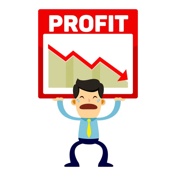 Businessman Trying To Lift Profit Loss Chart — Stock Vector