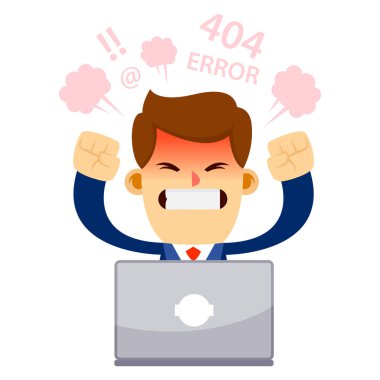 Onun Laptop ile kızgın hissediyor işadamı