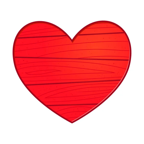 Coração vermelho em forma de textura de madeira — Vetor de Stock