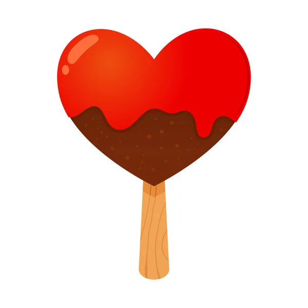 Crème glacée au chocolat en forme de coeur — Image vectorielle