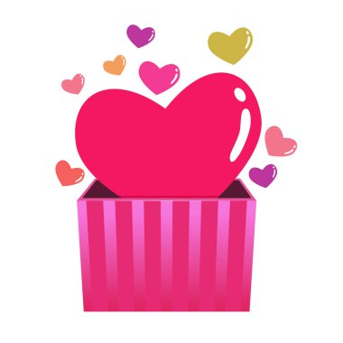 Kutudan çıkan renkli Kalpler