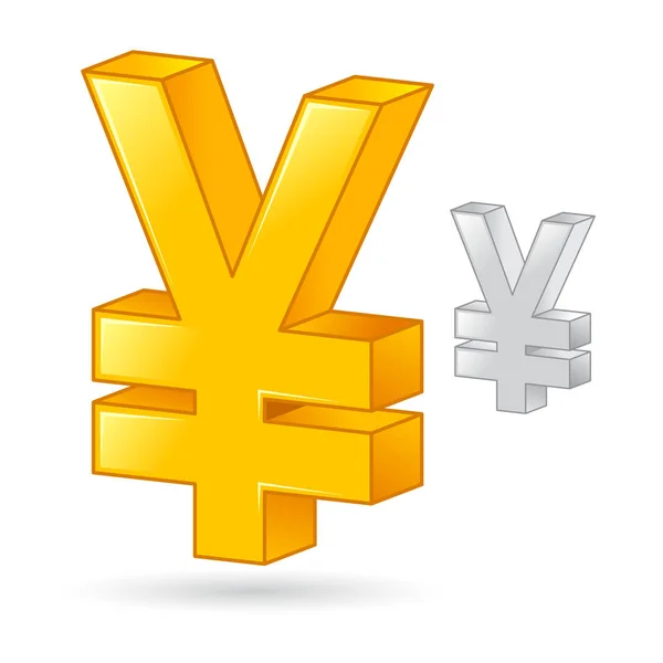 Altın ve gümüş Japonca Yen para birimi para simgesi — Stok Vektör