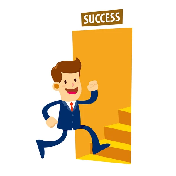Επιχειρηματίας είσοδό του την πόρτα για την επιτυχία — Διανυσματικό Αρχείο
