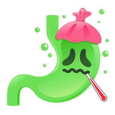 Mide karikatür karakter duygu hasta