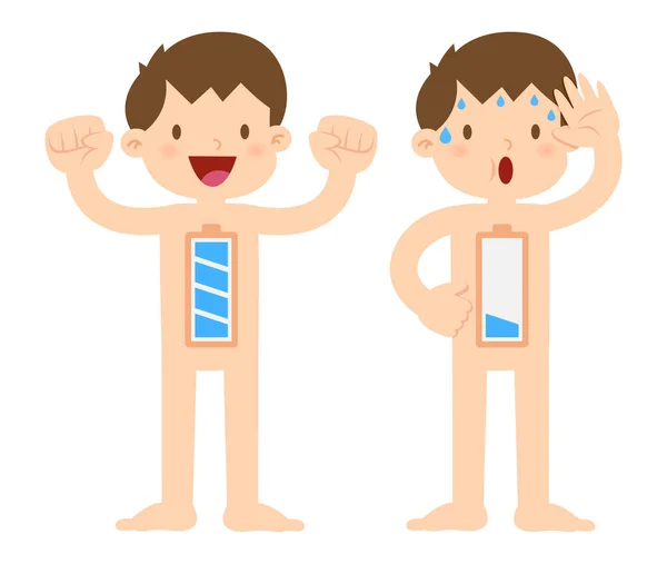 Little Boy Anatomy In Full And Low Energy Condition — Stock Vector