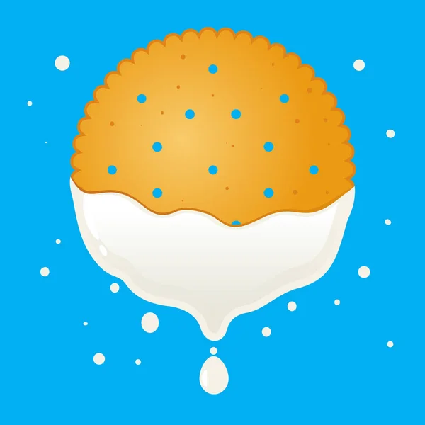 Biscoitos Biscoitos mergulhados em leite — Vetor de Stock