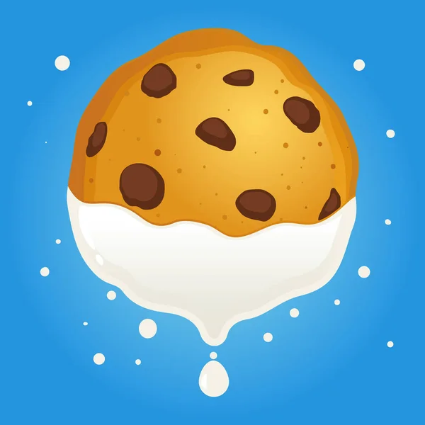 Chocolate Chip Cookie Dipped In Milk — Stock Vector