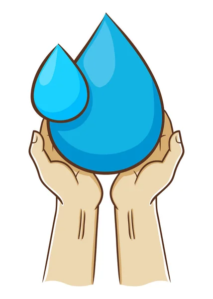 Two Hand Holding Drop Of Water — Stock Vector