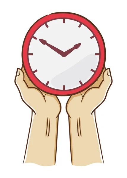 Deux mains tenant une horloge — Image vectorielle
