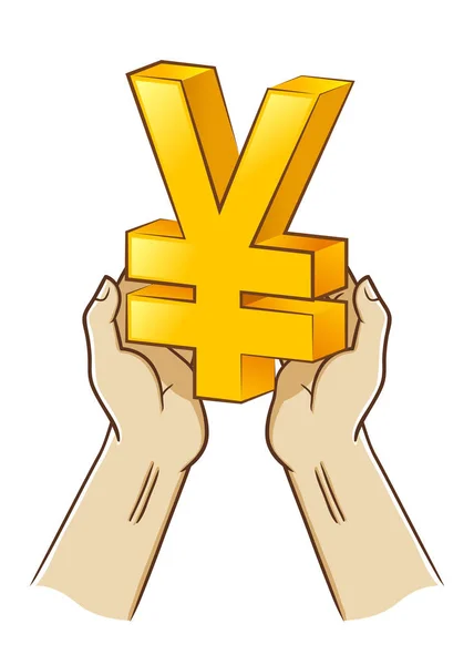 Due mano che tiene Dollaro Simbolo di valuta — Vettoriale Stock