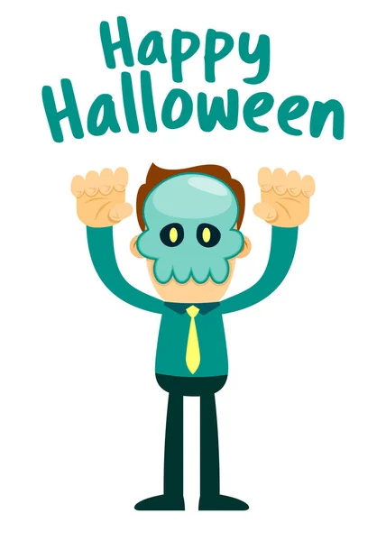 Geschäftsmann mit Totenkopf-Halloween-Maske — Stockvektor