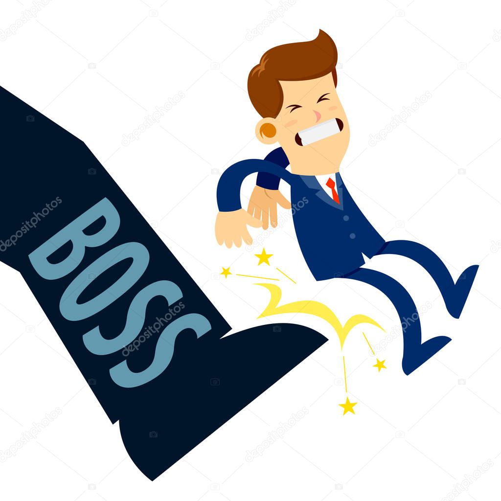 Businessman Getting Kicked By Boss Foot