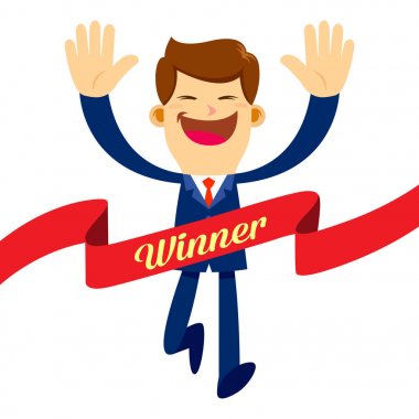 Bitiş çizgisine şerit çalışan iş adamı