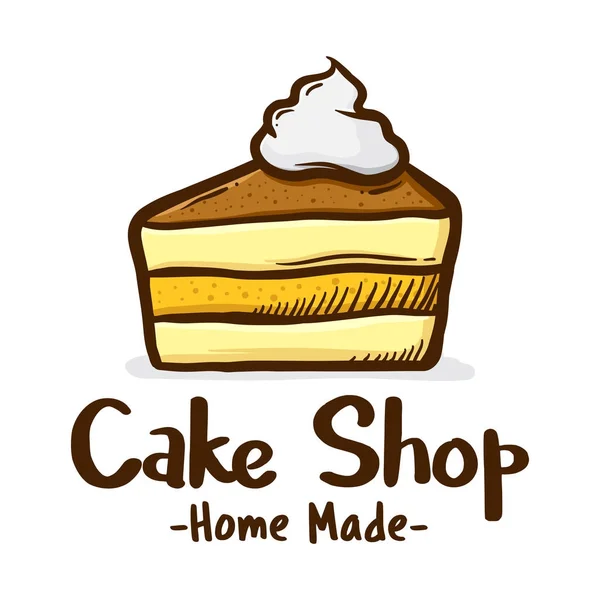 Sllice κέικ με κρέμα εικονογράφηση εικόνα λογότυπο — Διανυσματικό Αρχείο