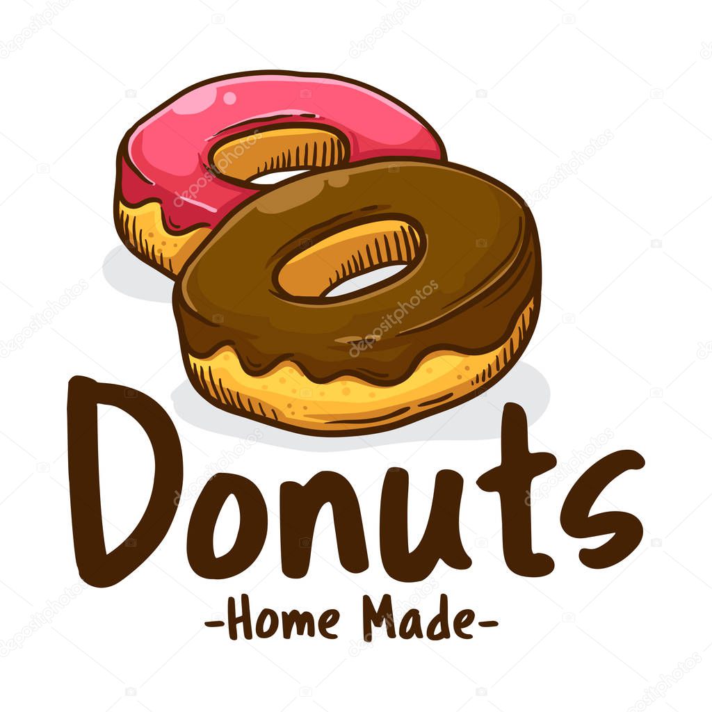 Vector illustration of delicious sweet donuts shop logo icon