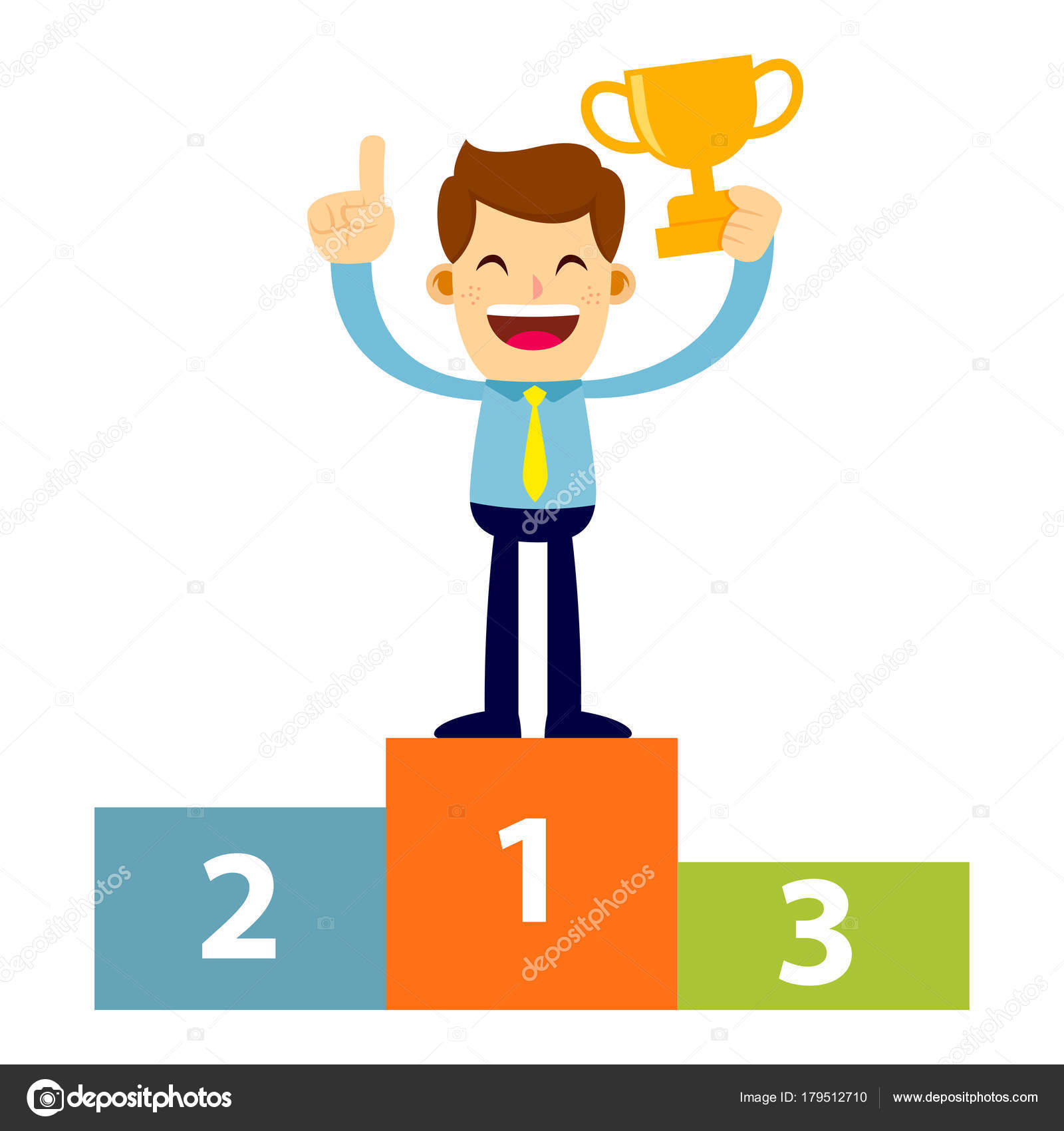 Businessman Standing On Podium As A Winner Stock Vector by ©yusak_p  179512710