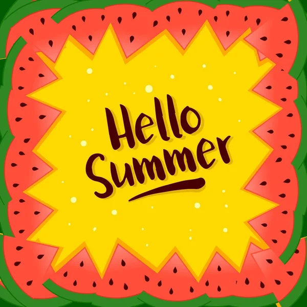 Summer Background In Watermelon Frame — Stock Vector