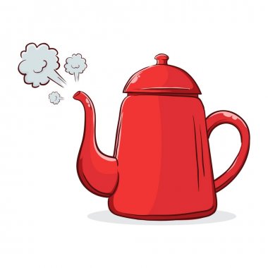 Kırmızı çaydanlık Buhar ile Kaynama