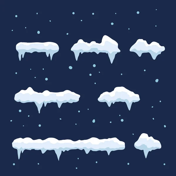 Coleção de boné de neve em diferentes formas e tamanhos — Vetor de Stock