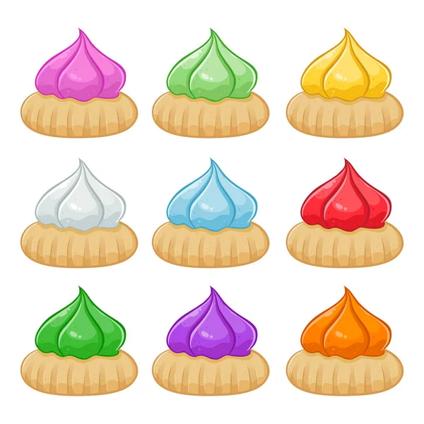 Colorful Belly Button Biscuits Set, Also known as Kue Monas — Stock Vector