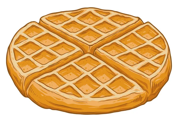 Waffles Belgas Deliciosos Frescos Ilustração Vetorial Isolada Fundo Branco — Vetor de Stock